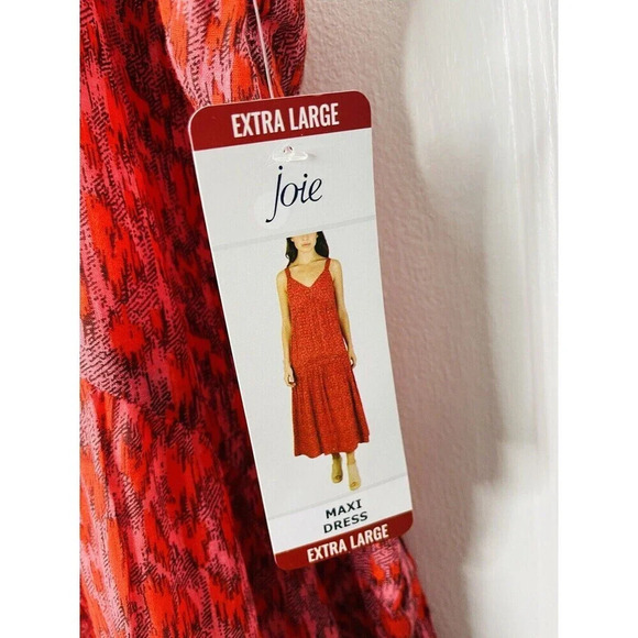 Joie Maxi Dress XL Tiered Boho Cottagecore Flowy Breathable Woven Tea Rose Beach - Picture 5 of 11